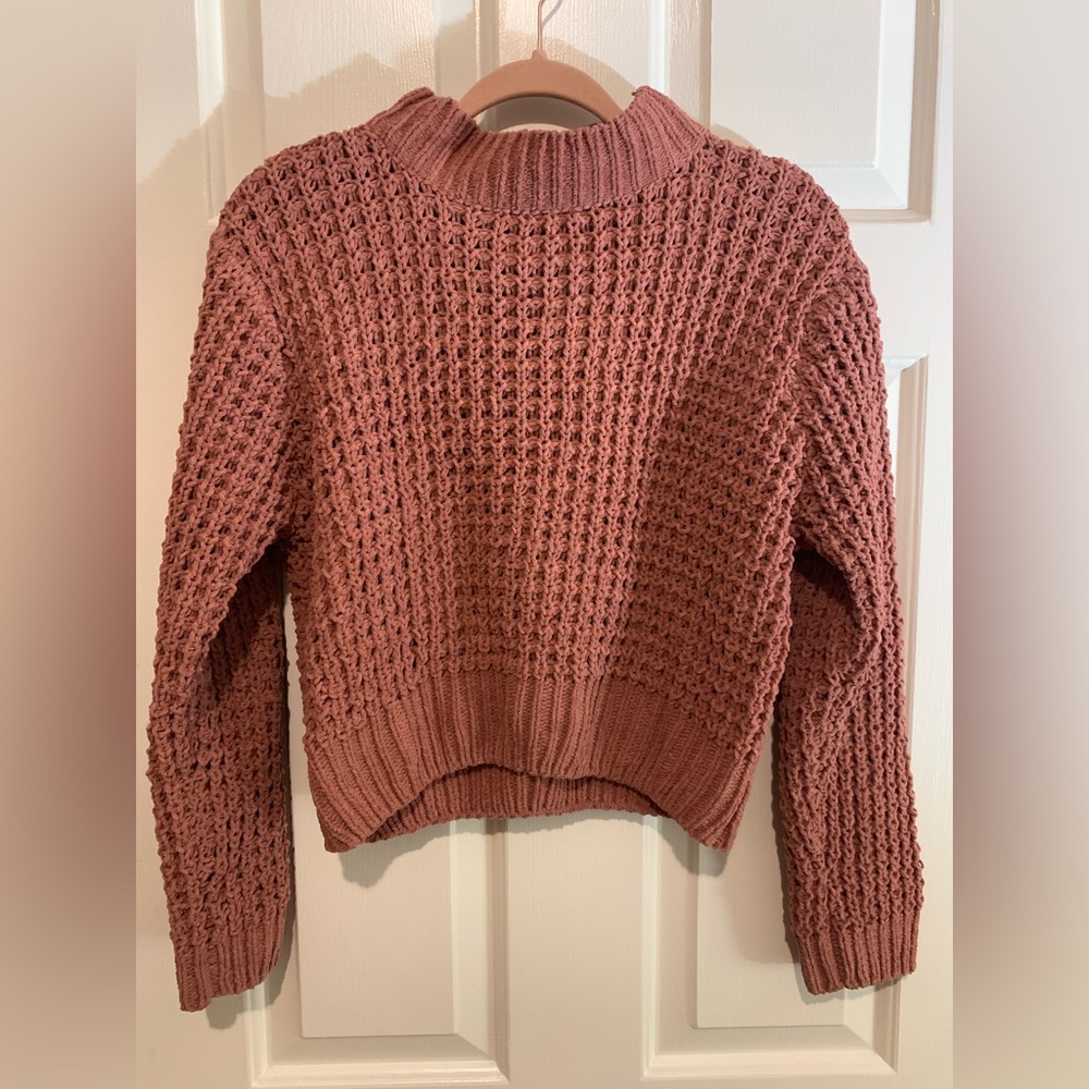 Poof Apparel Cable Knit Mock Neck Sweater